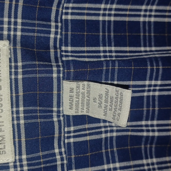 5/$15 Blue plaid Perry Ellis Portfolio Button-Down Dress Shirt - Picture 3 of 5